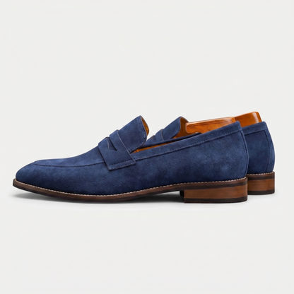 Męskie zamszowe mokasyny typu penny loafers z przeszyciem na nosku-Footwear for men-Olave