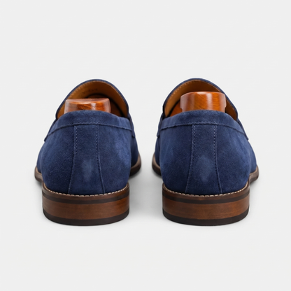 Męskie zamszowe mokasyny typu penny loafers z przeszyciem na nosku-Footwear for men-Olave