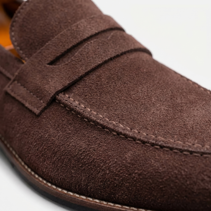 Męskie zamszowe mokasyny typu penny loafers z przeszyciem na nosku-Footwear for men-Olave