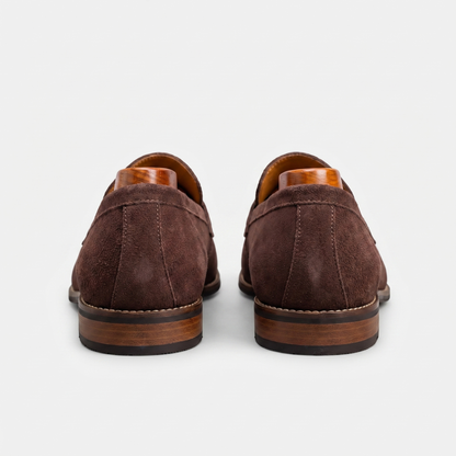 Męskie zamszowe mokasyny typu penny loafers z przeszyciem na nosku-Footwear for men-Olave