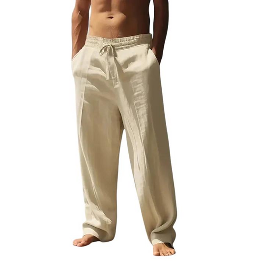 Spodnie Męskie z Prostymi Nogawkami i Regulowanym Pasem-Pants for Men-Olave