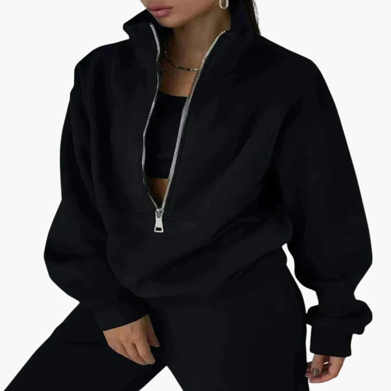 Zestaw damskiej bluzy z półsuwakiem i spodni-Olave