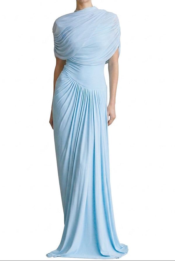 Damska asymetryczna plisowana sukienka maxi-Maxi Dress-Olave