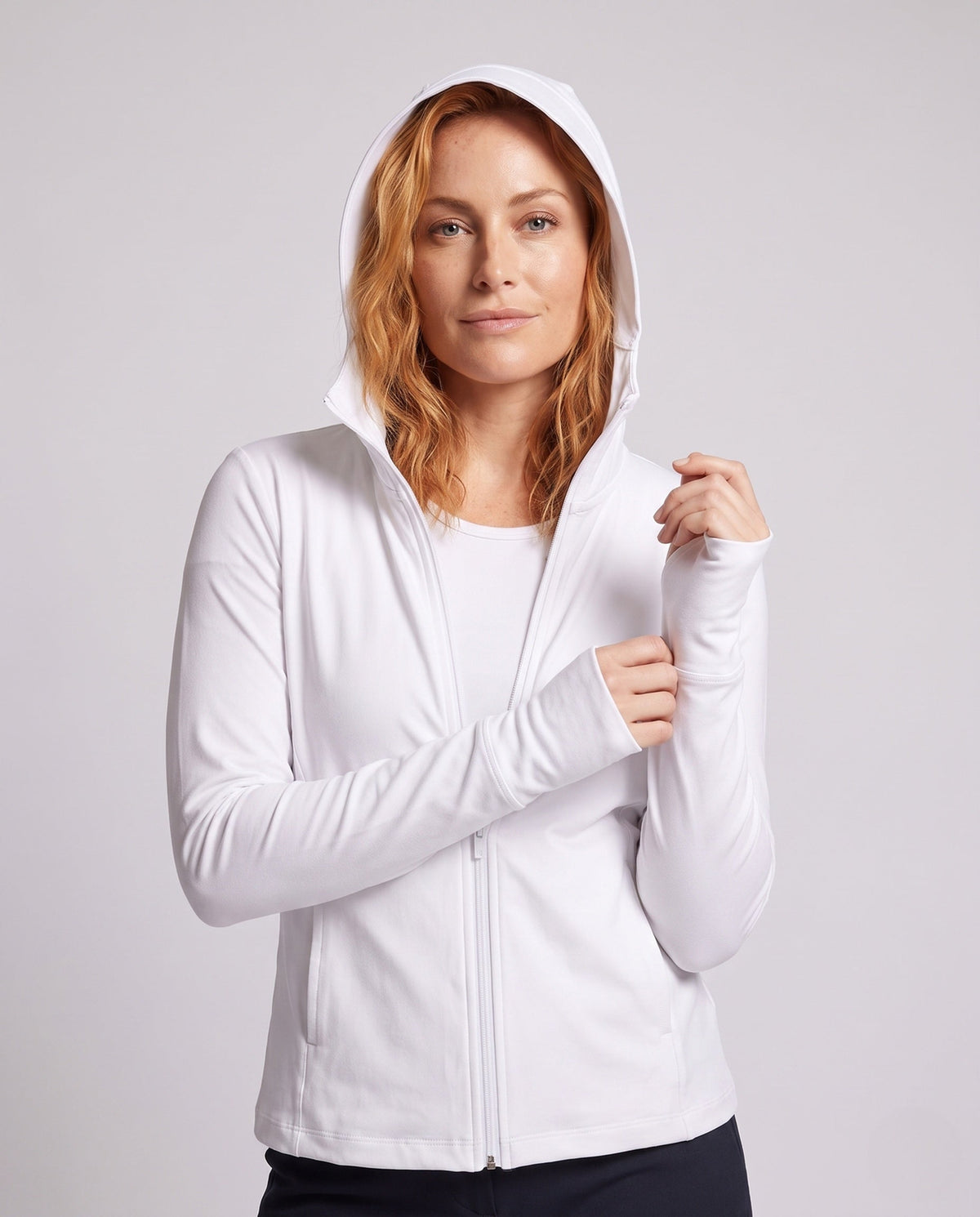 Damska bluza dresowa z kapturem i zamkiem błyskawicznym-Jacket for women-Olave
