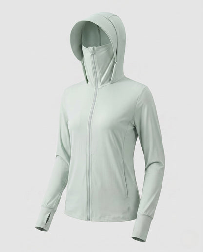 Damska bluza dresowa z kapturem i zamkiem błyskawicznym-Jacket for women-Olave