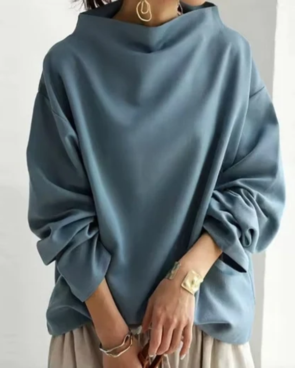 Damska bluza oversize z półgolfem-sweater for Women-Olave