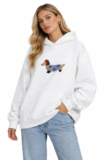 Damska bluza z kapturem i haftem z przodu-Sweatshirts & Hoodies for Women-Olave