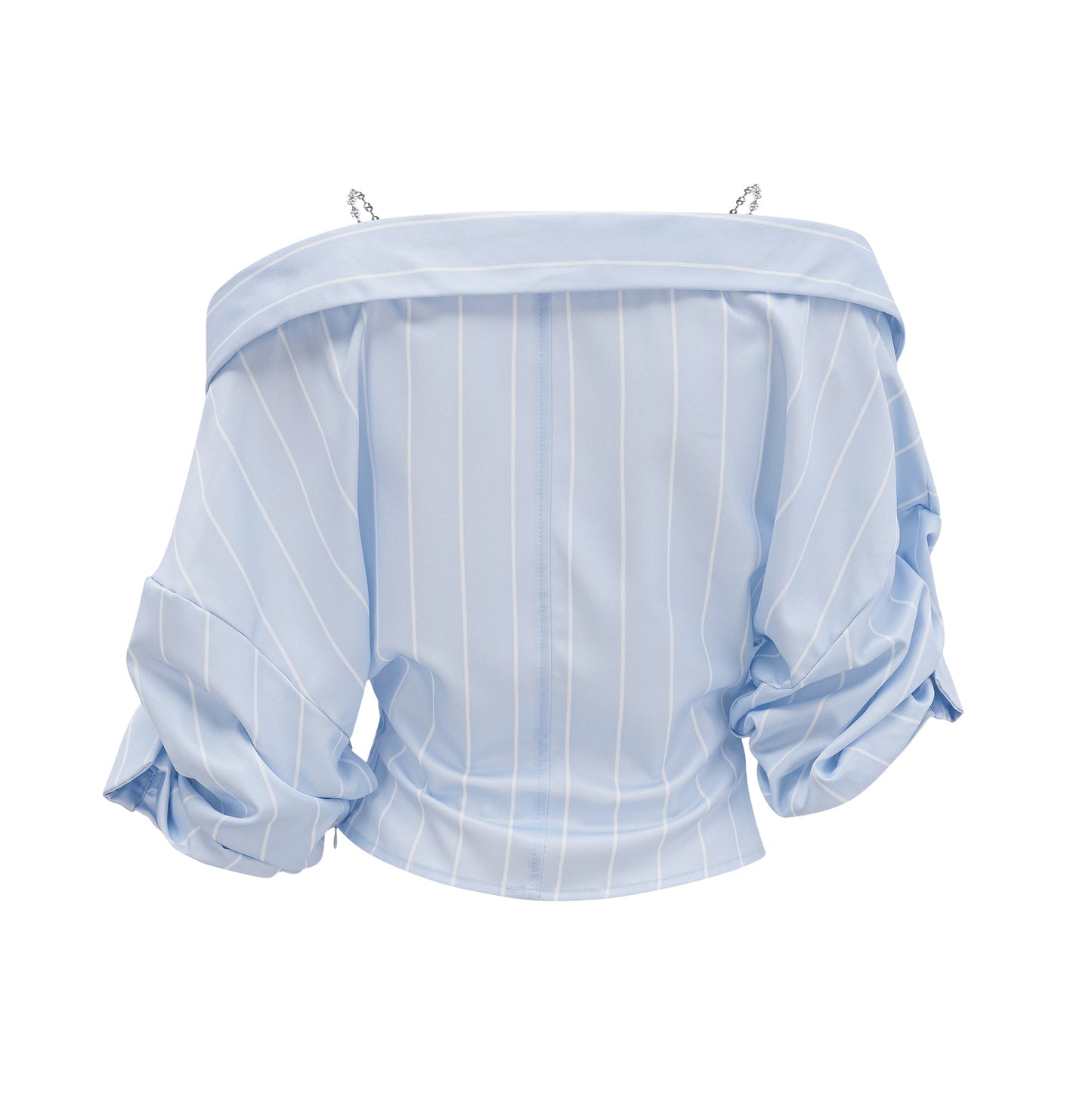 Damska bluzka w paski z odkrytymi ramionami i łańcuszkami-Blouses for women-Olave