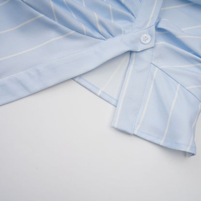 Damska bluzka w paski z odkrytymi ramionami i łańcuszkami-Blouses for women-Olave