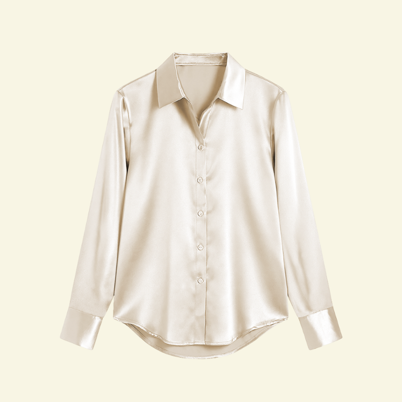 Damska bluzka z długim rękawem z kołnierzem i zapięciem na guziki oraz karczkiem z tyłu-Shirts for women-Olave