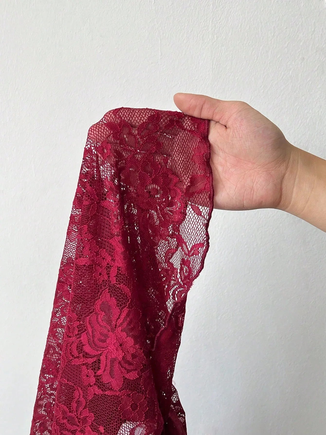 Damska bluzka z koronki z długim rękawem i stójką-Tops for women-Olave