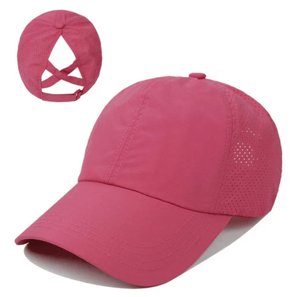 Damska czapka z daszkiem na kucyk z krzyżującymi się paskami z tyłu-Accessories for Women-Olave