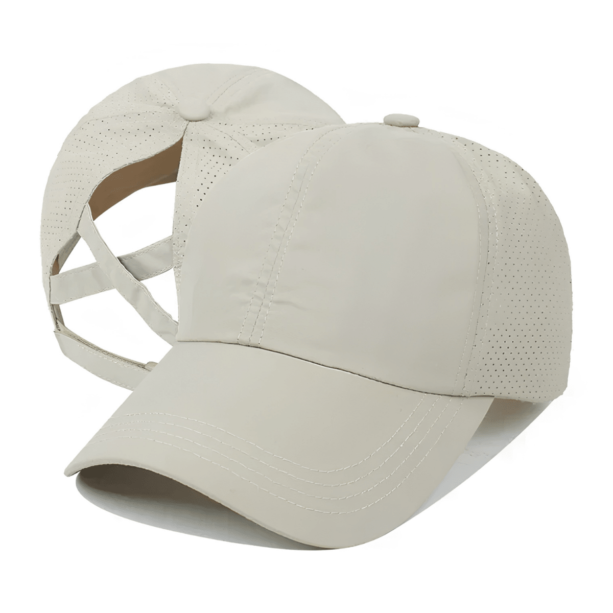 Damska czapka z daszkiem na kucyk z krzyżującymi się paskami z tyłu-Accessories for Women-Olave
