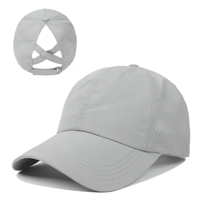 Damska czapka z daszkiem na kucyk z krzyżującymi się paskami z tyłu-Accessories for Women-Olave