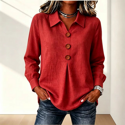 Damska koszula z długim rękawem i guzikami-Shirts for women-Olave