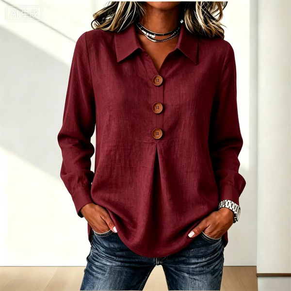Damska koszula z długim rękawem i guzikami-Shirts for women-Olave