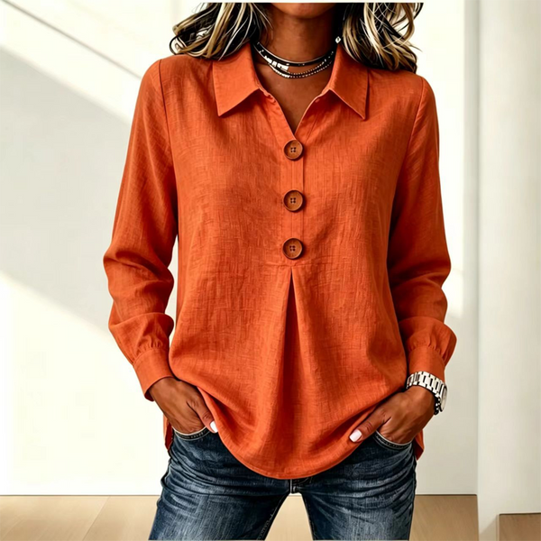 Damska koszula z długim rękawem i guzikami-Shirts for women-Olave