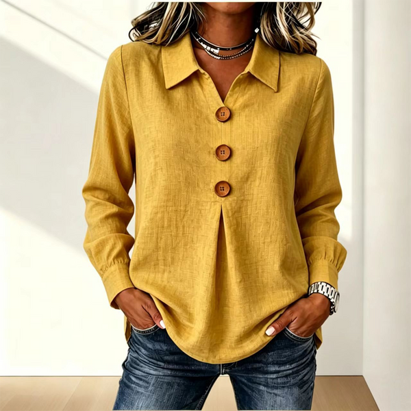 Damska koszula z długim rękawem i guzikami-Shirts for women-Olave