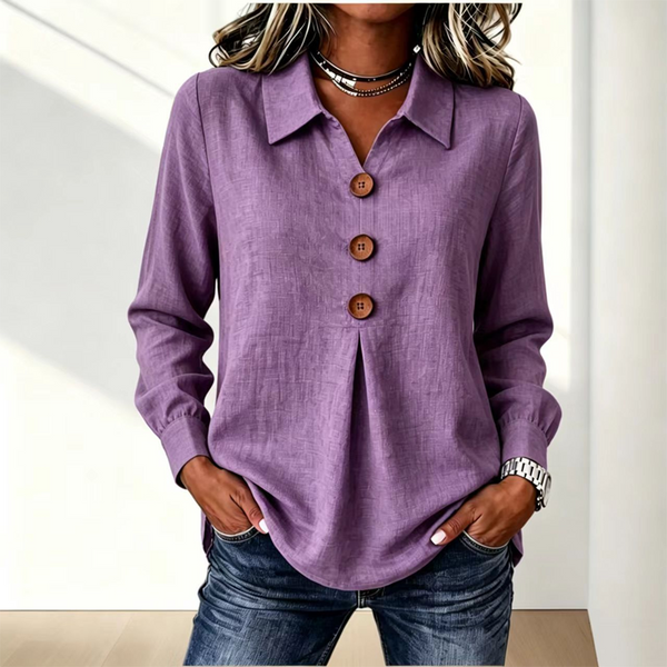Damska koszula z długim rękawem i guzikami-Shirts for women-Olave