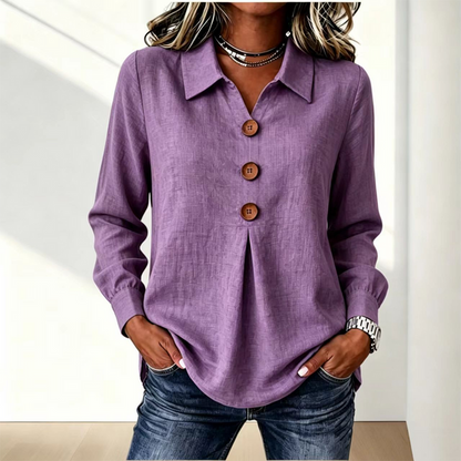Damska koszula z długim rękawem i guzikami-Shirts for women-Olave