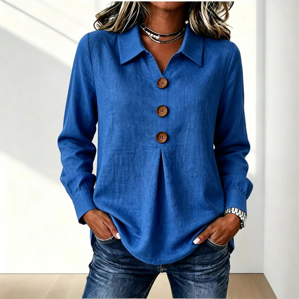 Damska koszula z długim rękawem i guzikami-Shirts for women-Olave