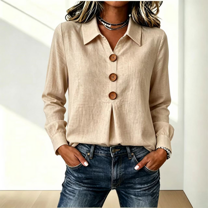 Damska koszula z długim rękawem i guzikami-Shirts for women-Olave