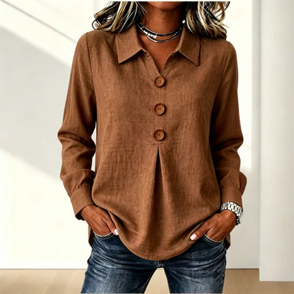 Damska koszula z długim rękawem i guzikami-Shirts for women-Olave