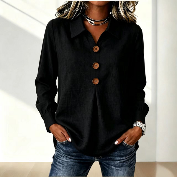 Damska koszula z długim rękawem i guzikami-Shirts for women-Olave