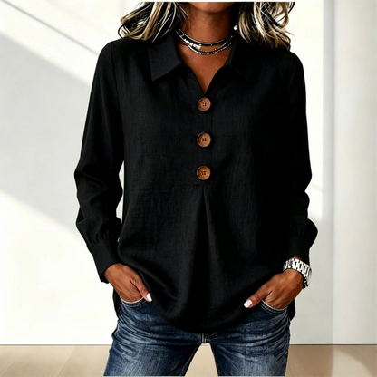 Damska koszula z długim rękawem i guzikami-Shirts for women-Olave