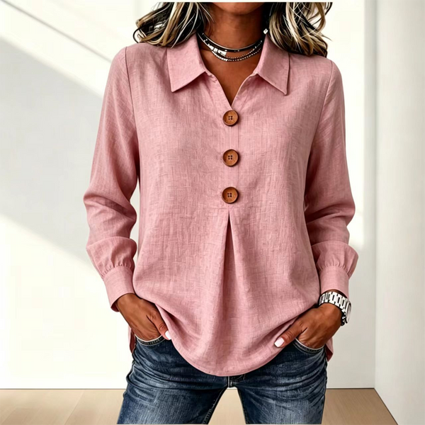 Damska koszula z długim rękawem i guzikami-Shirts for women-Olave