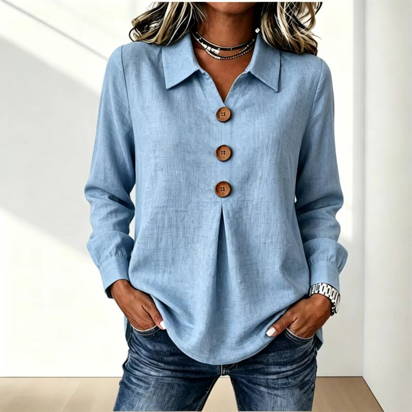 Damska koszula z długim rękawem i guzikami-Shirts for women-Olave
