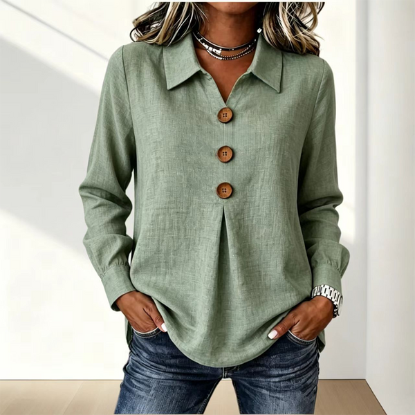 Damska koszula z długim rękawem i guzikami-Shirts for women-Olave