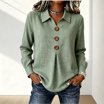 Damska koszula z długim rękawem i guzikami-Shirts for women-Olave