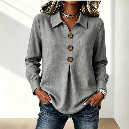 Damska koszula z długim rękawem i guzikami-Shirts for women-Olave