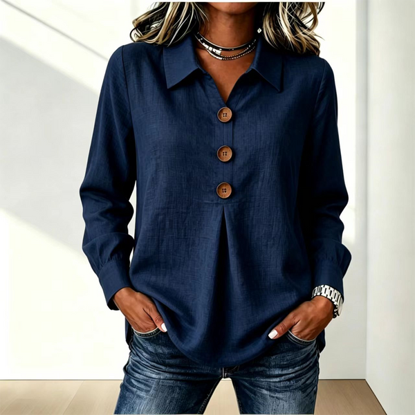 Damska koszula z długim rękawem i guzikami-Shirts for women-Olave