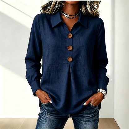 Damska koszula z długim rękawem i guzikami-Shirts for women-Olave