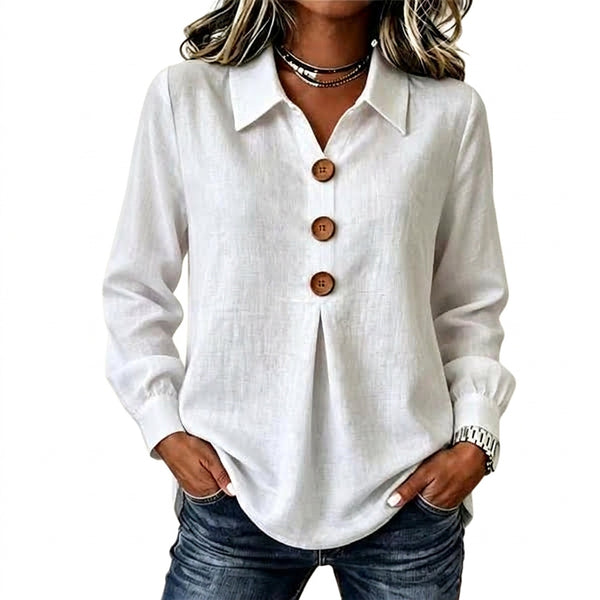 Damska koszula z długim rękawem i guzikami-Shirts for women-Olave