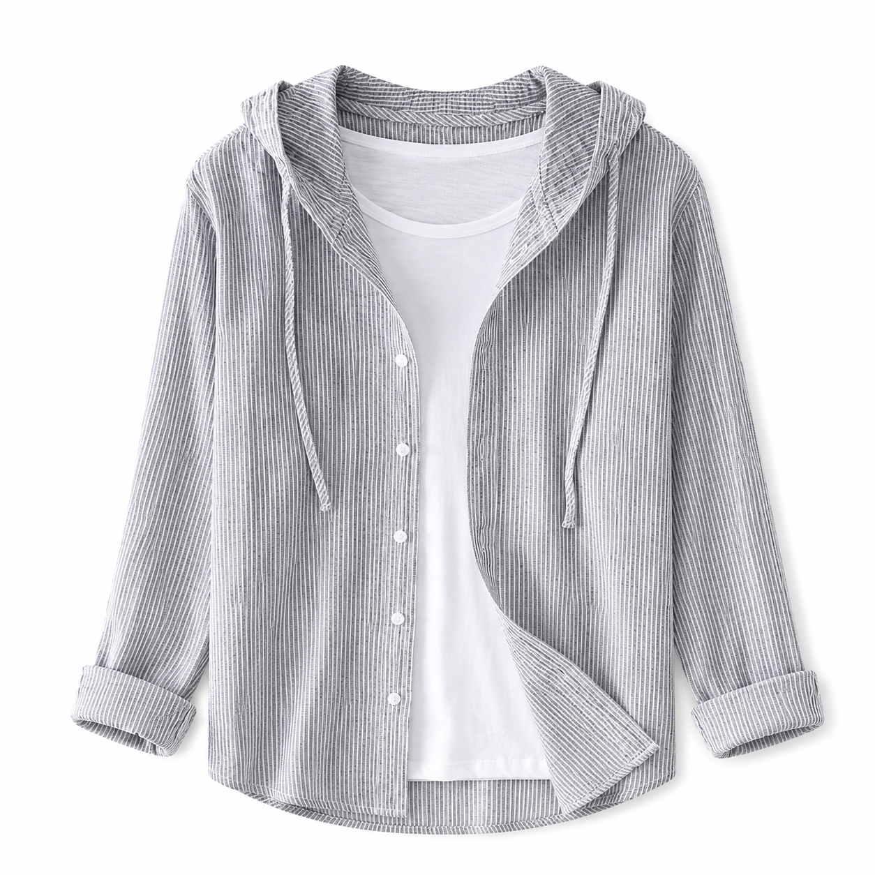 Damska koszula z kapturem i zapięciem na guziki-Shirts for women-Olave