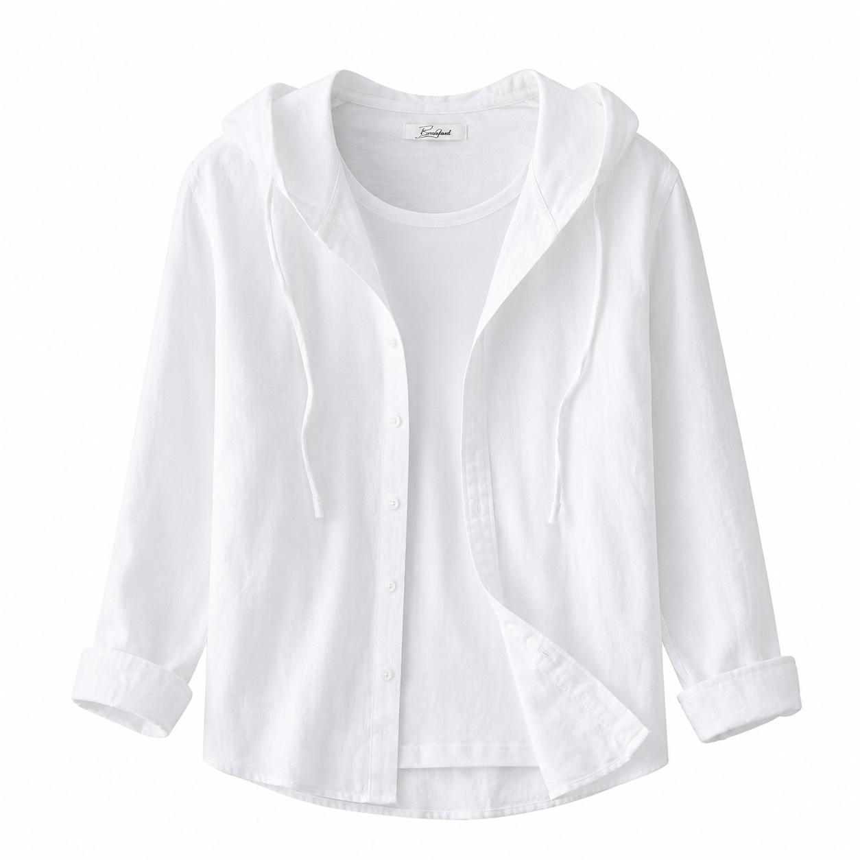 Damska koszula z kapturem i zapięciem na guziki-Shirts for women-Olave