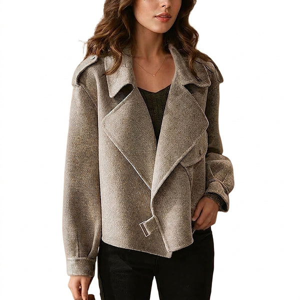 Damska krótka kurtka z klamrą-Jacket for women-Olave