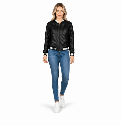 Damska kurtka bomber z zamkiem i ściągaczami-Jackets for Women-Olave