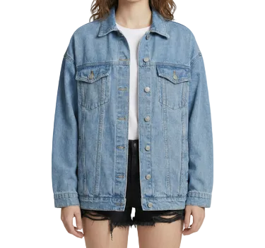 Damska kurtka jeansowa z zapięciem na guziki i kieszeniami w górnej części-Jackets for Women-Olave