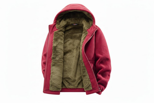 Damska kurtka polarowa z kapturem i zamkiem błyskawicznym-Jackets for Men-Olave