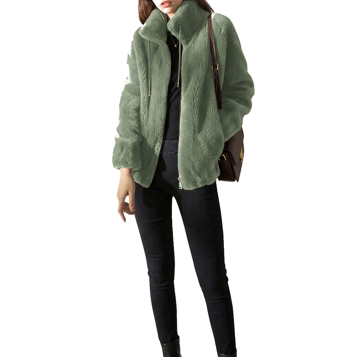 Damska kurtka polarowa zapinana na zamek ze stójką-Jacket for women-Olave