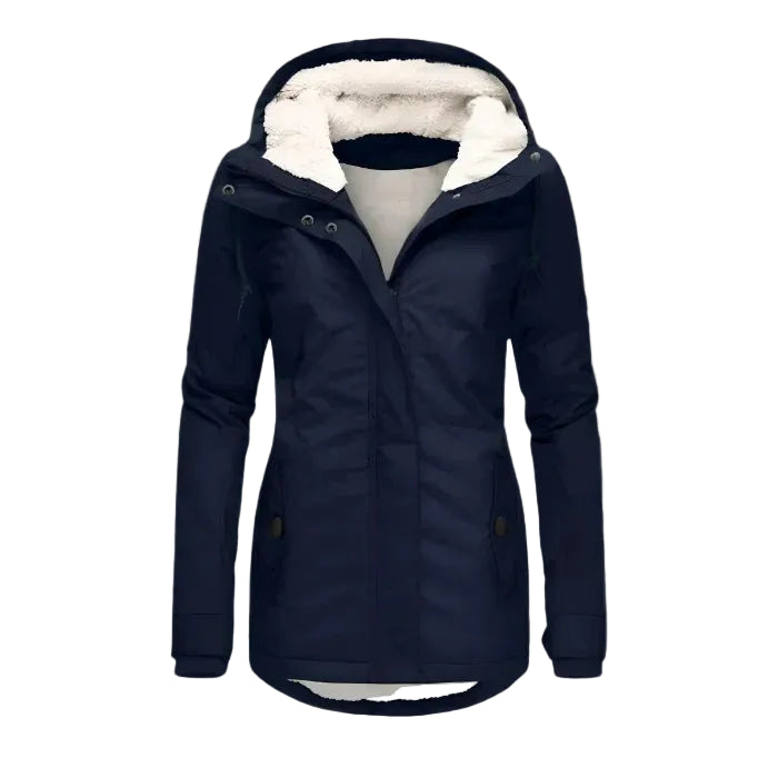 Damska kurtka z kapturem i pionowymi szwami-Olave