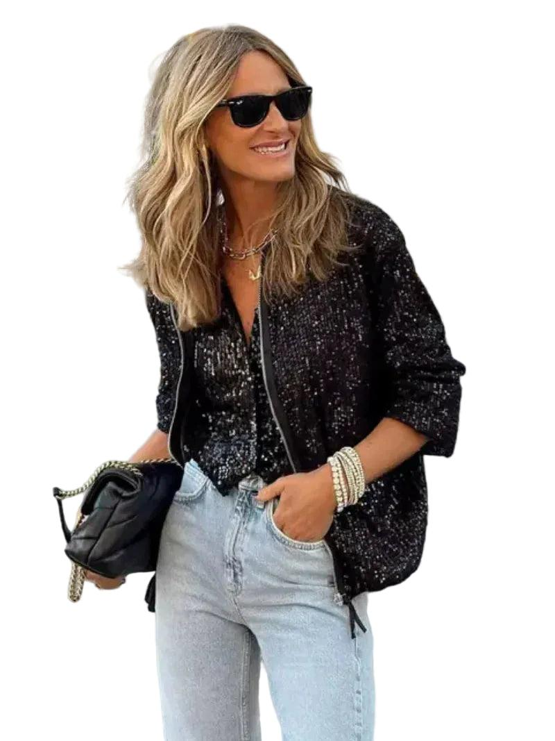 Damska kurtka z zamkiem z przodu i uporządkowaną formą-Jackets for Women-Olave