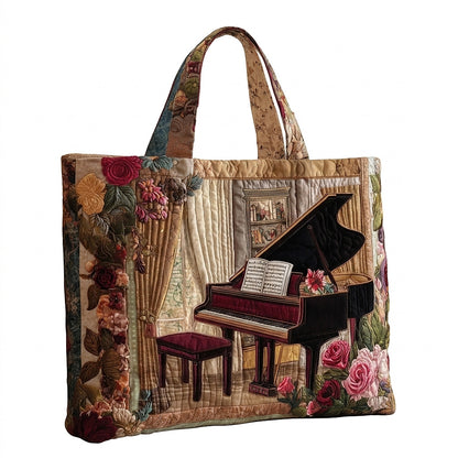 Damska pikowana torba typu tote z motywem pianina-Accessories for Women-Olave