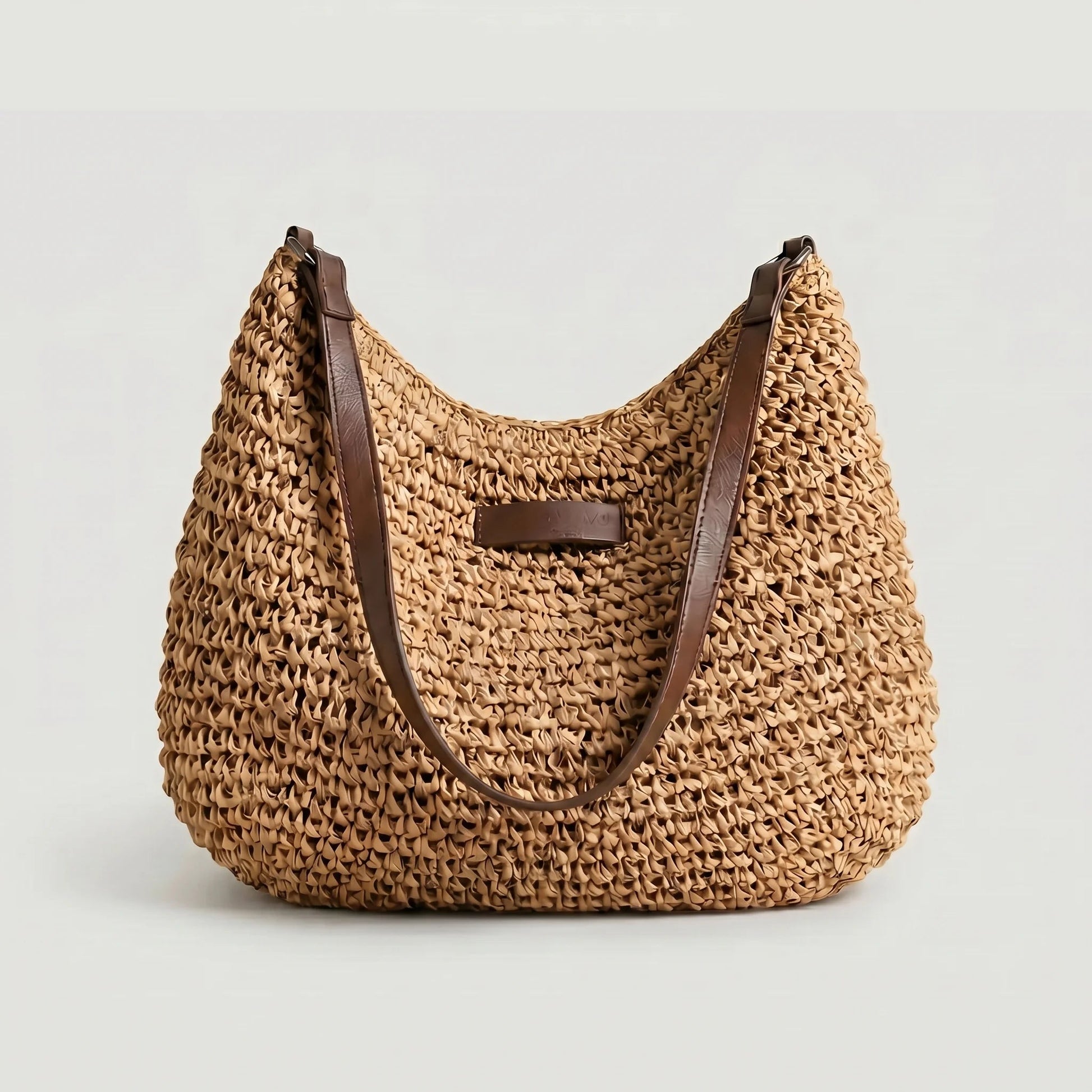 Damska pleciona torebka na ramię ze słomy-Accessories for Women-Olave