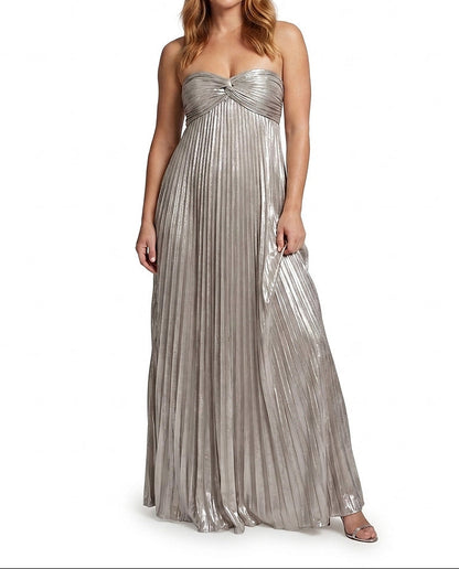 Damska plisowana sukienka maxi bez ramiączek-Maxi Dress-Olave