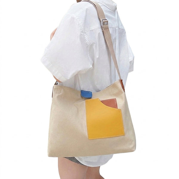 Damska płócienna torba na ramię-Accessories for Women-Olave
